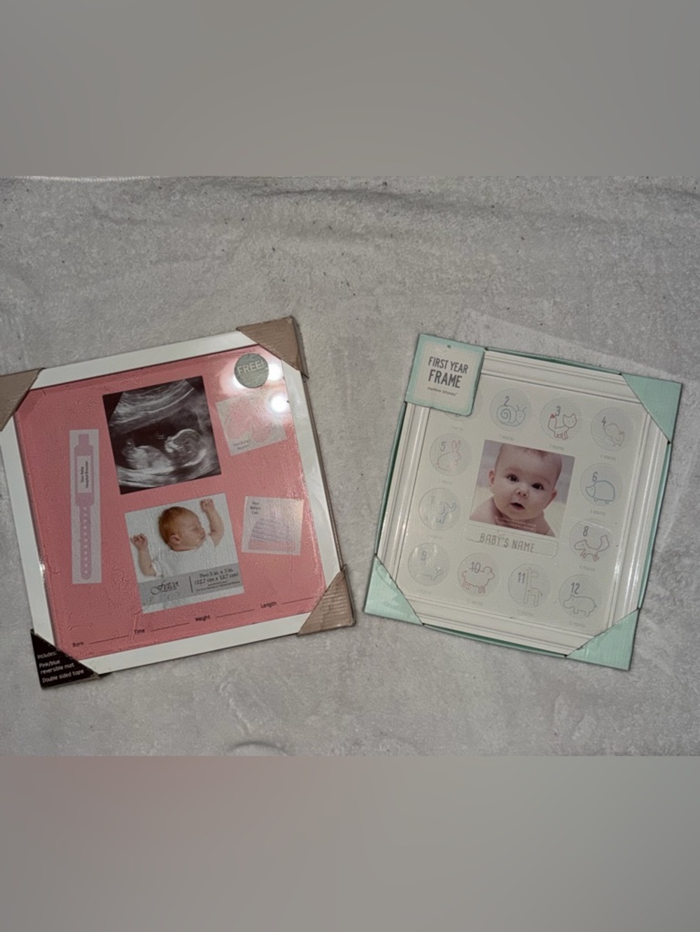 First Moment & First Year Baby Photo Frames -Pink & Cream (Listed Price for Both